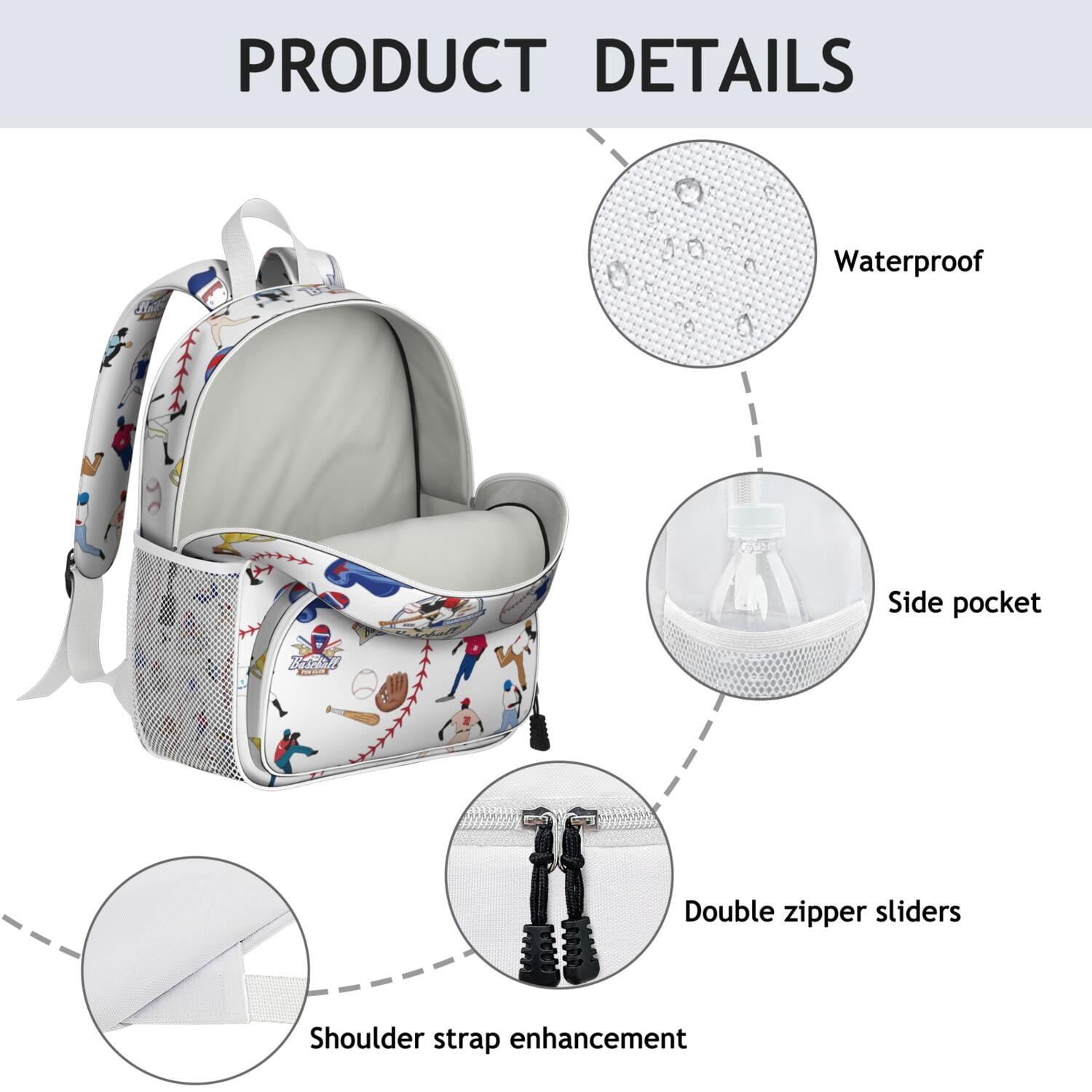 Waterproof Backpack with Side Pockets - Durable, Breathable for Baseball, Basketball, and Soccer Players