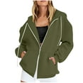 thumbnail image 2 of Titcea Zip Up Hoodie Women, Solid Color Pocket Drawstring Oversized Sweatshirt with Two Way Zipper, Warm Comfy Lightweight Casual Jackets, 2 of 8