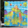 thumbnail image 4 of Ambesonne Alien Shower Curtain, Spaceships, 69"Wx84"L, Green Blue, 4 of 5