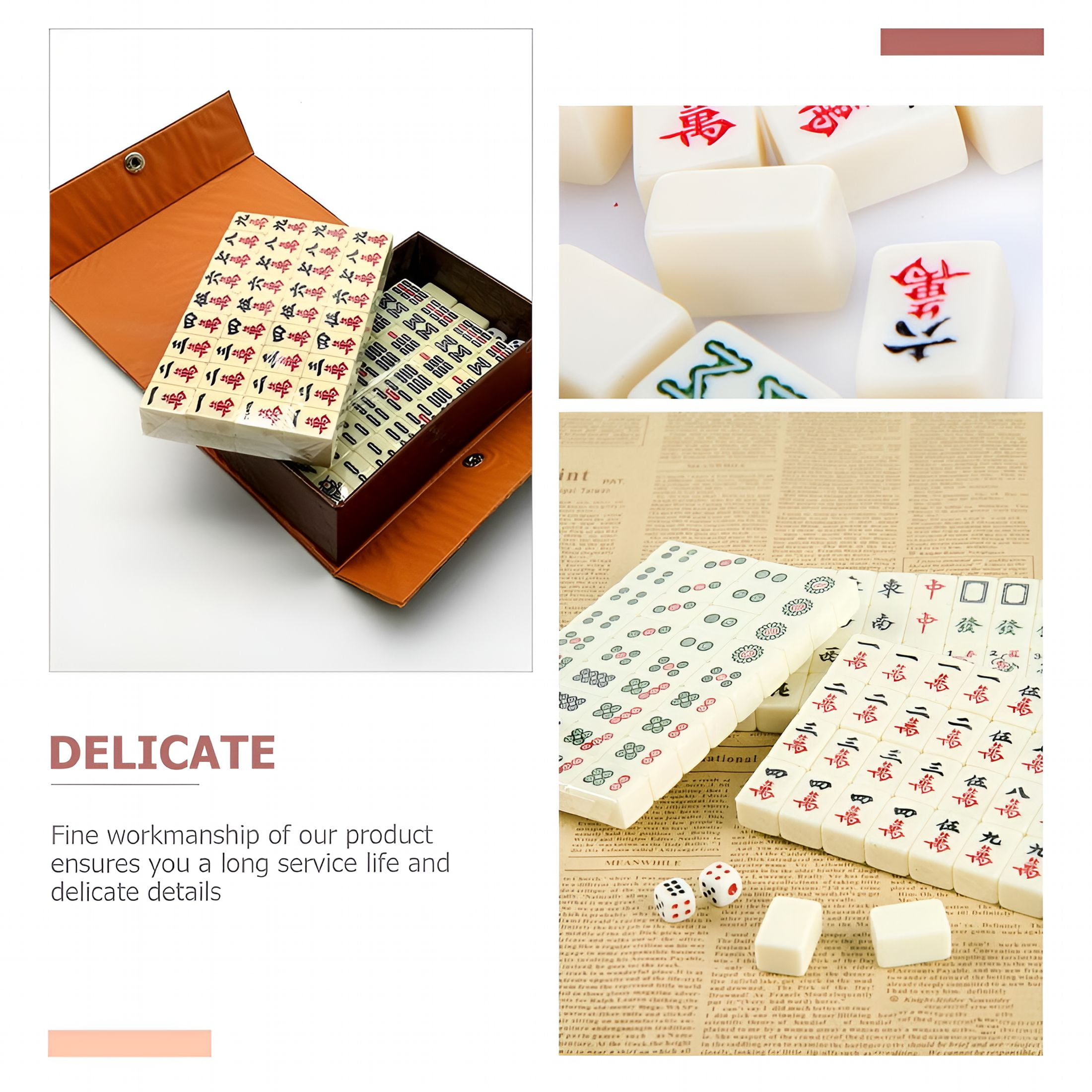 BESTSKY Portable Mahjong Set - 1 Set Party Game for Family and Friends, Travel Friendly, and Lightweight