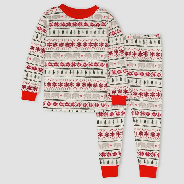 Burt's Bees Baby Toddler Fair Isle Organic Cotton Tight Fit Pajama Set