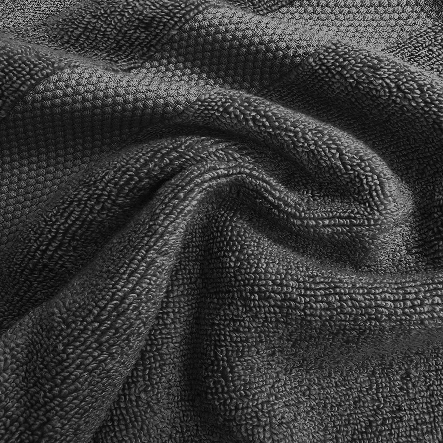 One Thousand Reasons Superior Zero Twist 3 Stripe Towel Set | Bath, Gym, Hand Towels | Luxury & Soft Cotton - Black (6 Pieces)