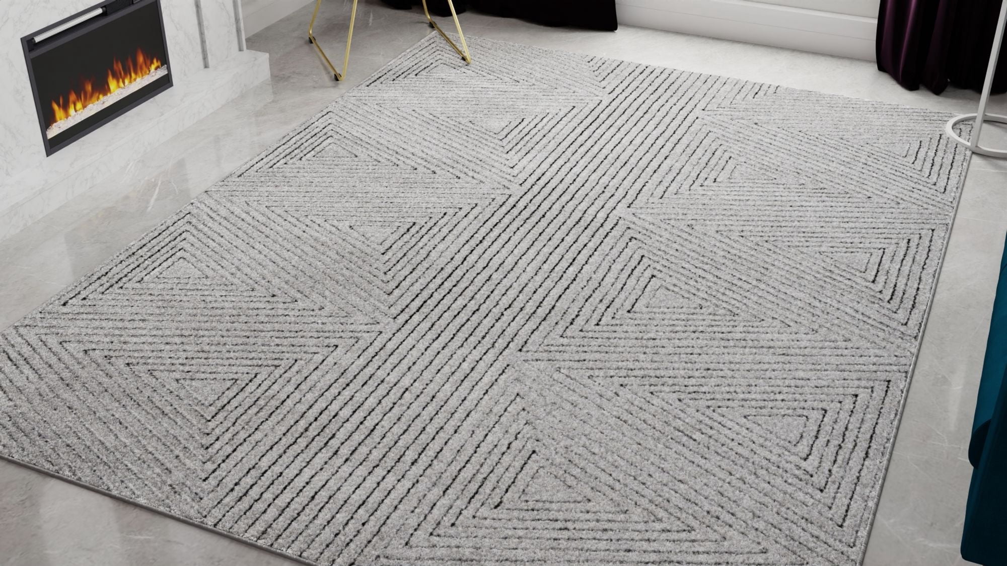 Rugs America Chanai CN60B Contemporary Geometric 4'0" x 6'0" Area Rug