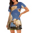 thumbnail image 1 of Easygdp Cows Cattles Camisón de manga corta para mujer, informal, estampado, 1 of 6