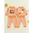 thumbnail image 3 of Loicainy Baby Toddler Boy Girl Halloween Outfit 6 12 18 24 Months 2T 3T Pumpkin Embroidery Striped Long Sleeve Sweatshirt and Elastic Pants Clothes Set, 3 of 9