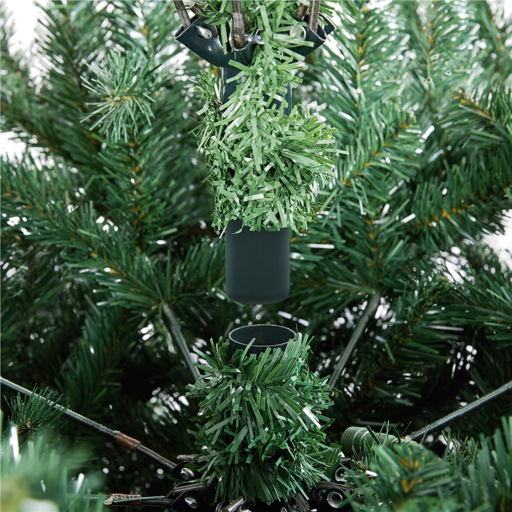 Alden Design 9ft Pre-lit Flocked Artificial Christmas Tree with Foldable Stand, Green