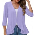 thumbnail image 4 of Womens Casual Open Front Cardigans Lightweight Soft Summer Draped Ruffles 3/4 Sleeve Cardigan, 4 of 7