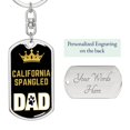 thumbnail image 2 of Cat Key Ring California Spangled Cat Dad King Keychain Stainless Steel or 18k Gold, 2 of 8