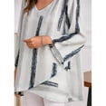 thumbnail image 4 of Qarigey Camiseta de mujer Blusa suelta de manga larga Top de rayas con cuello en V de otoño Prendas para la parte del cuerpo Blanco METRO, 4 of 6