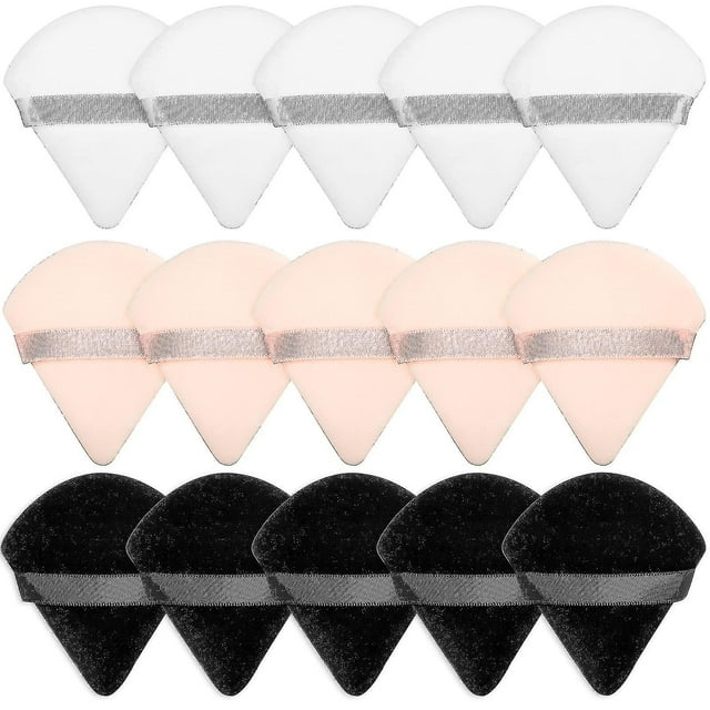 15 Pieces Powder Puff Triangle Makeup Puff Pure Cotton Powder Velour Face Ultra Soft Washable Body Powder Puff For Loose Powder Body Cosmetic Foundati