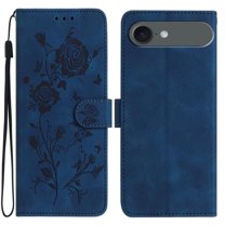 For IPhone Air 6.5" Rose Embossed Strong Magnetic Attachment/Closure, Card Slots/Pocket, PU Leather Flip Wallet Case ﻿,Blue,For iPhone Air