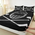 thumbnail image 3 of Homewish Ice Hockey Bed Sheets 4pcs for Boys, Gray Black King Sheets, Sport Helmet Sheet Set, Microfiber Bedroom Decor, 3 of 7