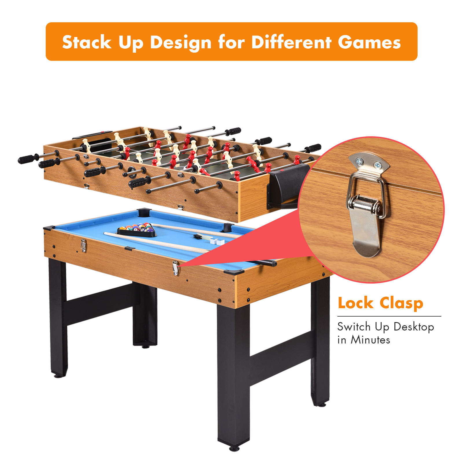 Topbuy 3-in-1 Multifunctional Game Table Soccer Billiard Slide Hockey
