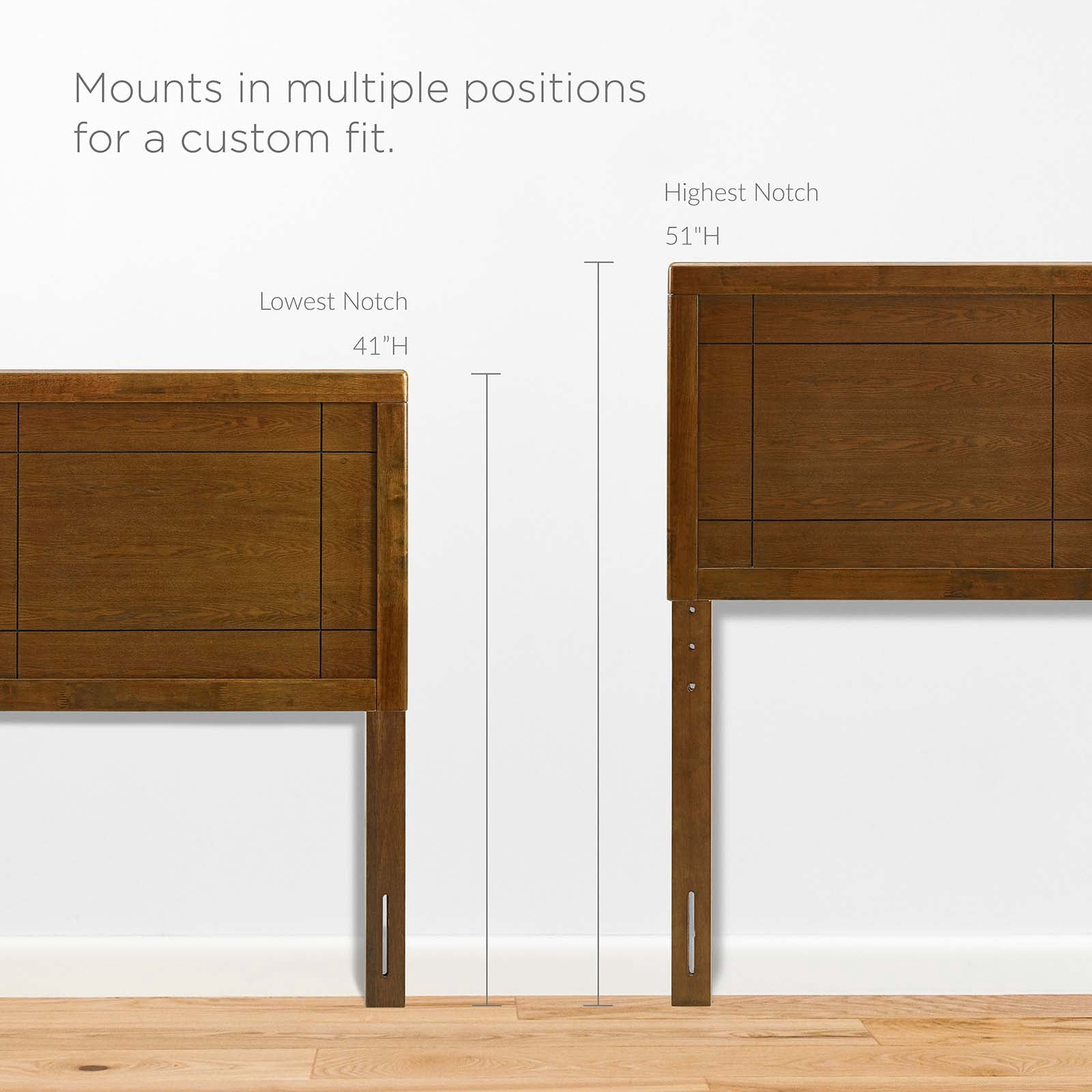 Modway Archie Twin Modern Rubberwood and MDF Headboard in Walnut