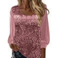 thumbnail image 3 of Xdegoge Velvet Tops for Women Fashion Sequin Top Balloon Sleeves U Neck Shirt Classic Vintage Glitter Blouse Fall Winter Lightweight Stylish Sparkly Blouses for Party Holiday, 3 of 6