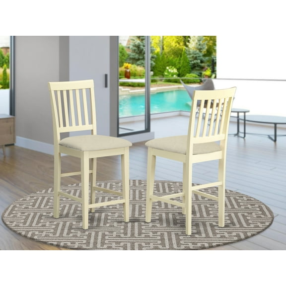 East West Furniture Vernon 42" Fabric Stools in Cream/Cherry (Set of 2)