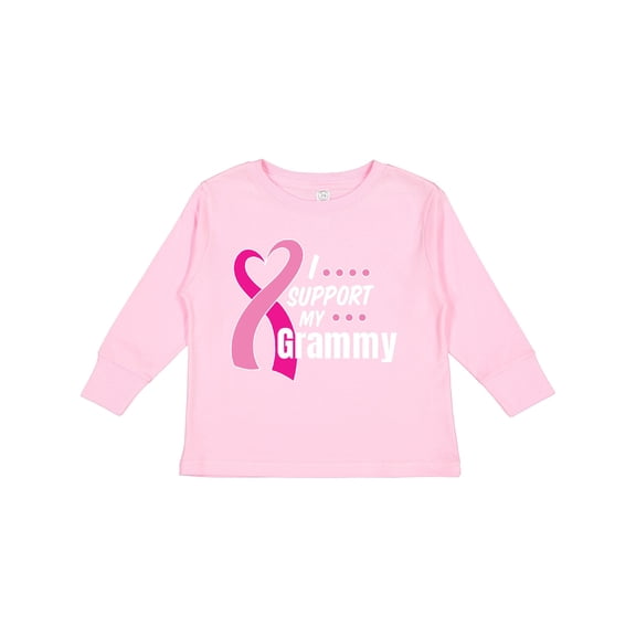 Inktastic Breast Cancer Awareness I Support My Grammy with Pink Ribbon Boys or Girls Long Sleeve Toddler T-Shirt