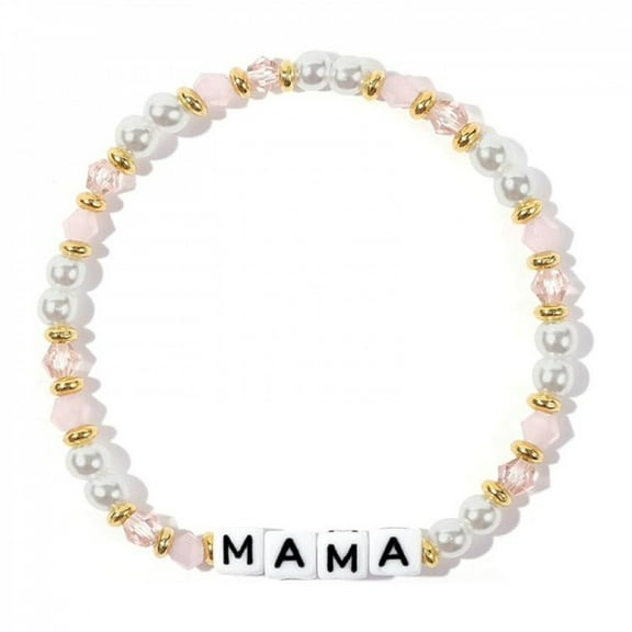 PERITANG Little Words MAMA Bracelet, Acrylic & Crystal Beads, Choose Your Size Jewelry Handmade
