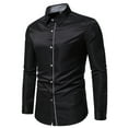 thumbnail image 1 of Blusa y camisa de manga larga con cuello vuelto para hombre, blusa informal de moda con cuello vuelto y botones, blusa de manga larga para hombre, 1 of 7