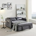thumbnail image 3 of AENKYO 55.5" Pull-Out Loveseat Sleeper Sofa Bed with USB Ports and Side Pockets – Gray, 3 of 8