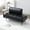 Black + Faux Leather + Wood + Primary Living Space + Modern + Foam + PU Leather + 2 Seat, variant on 55"Inch Width Modern End of Bed Bench,Blue Faux Leather Upholstered With side table, 360-degree Swivel tray couch,Entryway Ottoman,Window Bench with  Metal Legs for Bedroom, Living Room