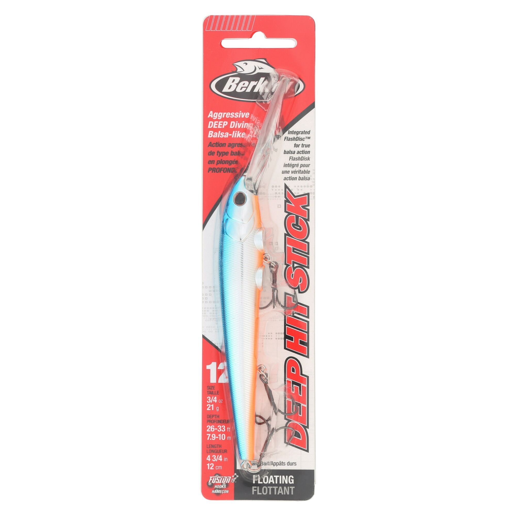 Berkley Deep Hit Stick, 4.75 in, Crankbaits, Blue Chrome (1 Count)