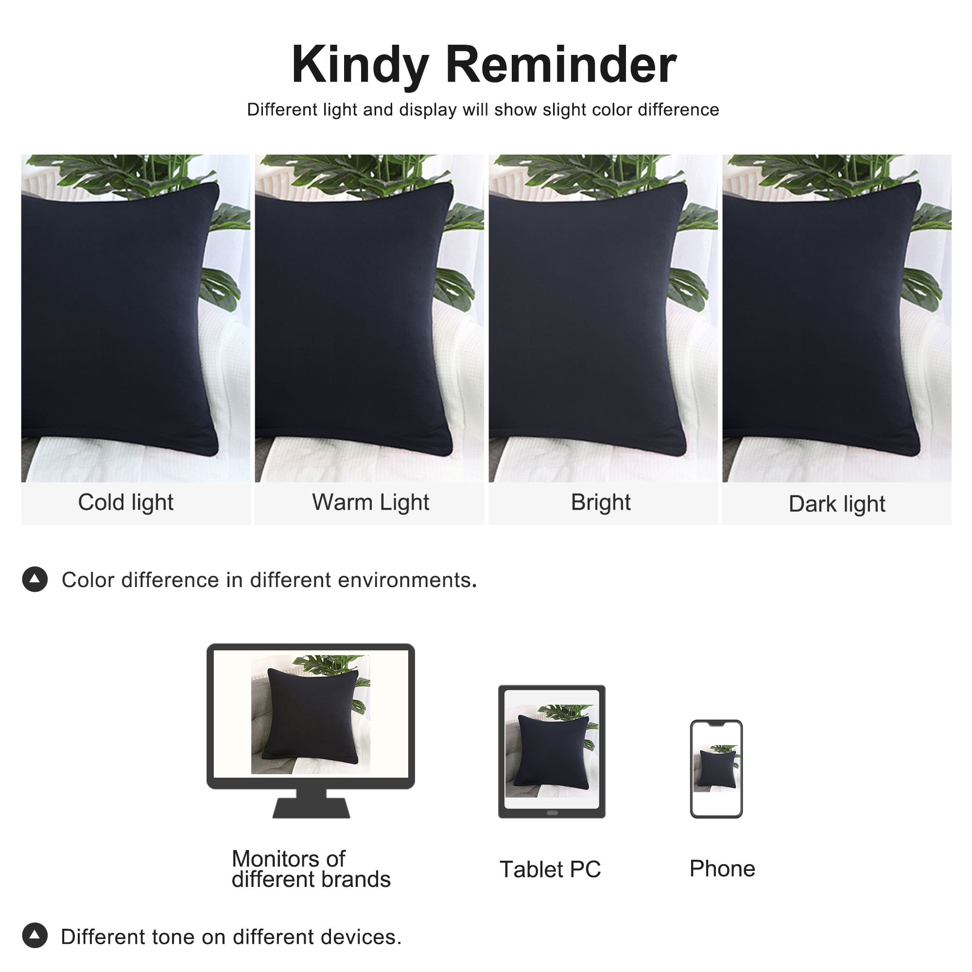 Unique Bargains Solid Decorative Throw Pillow Cover 18" x 18" Navy Blue