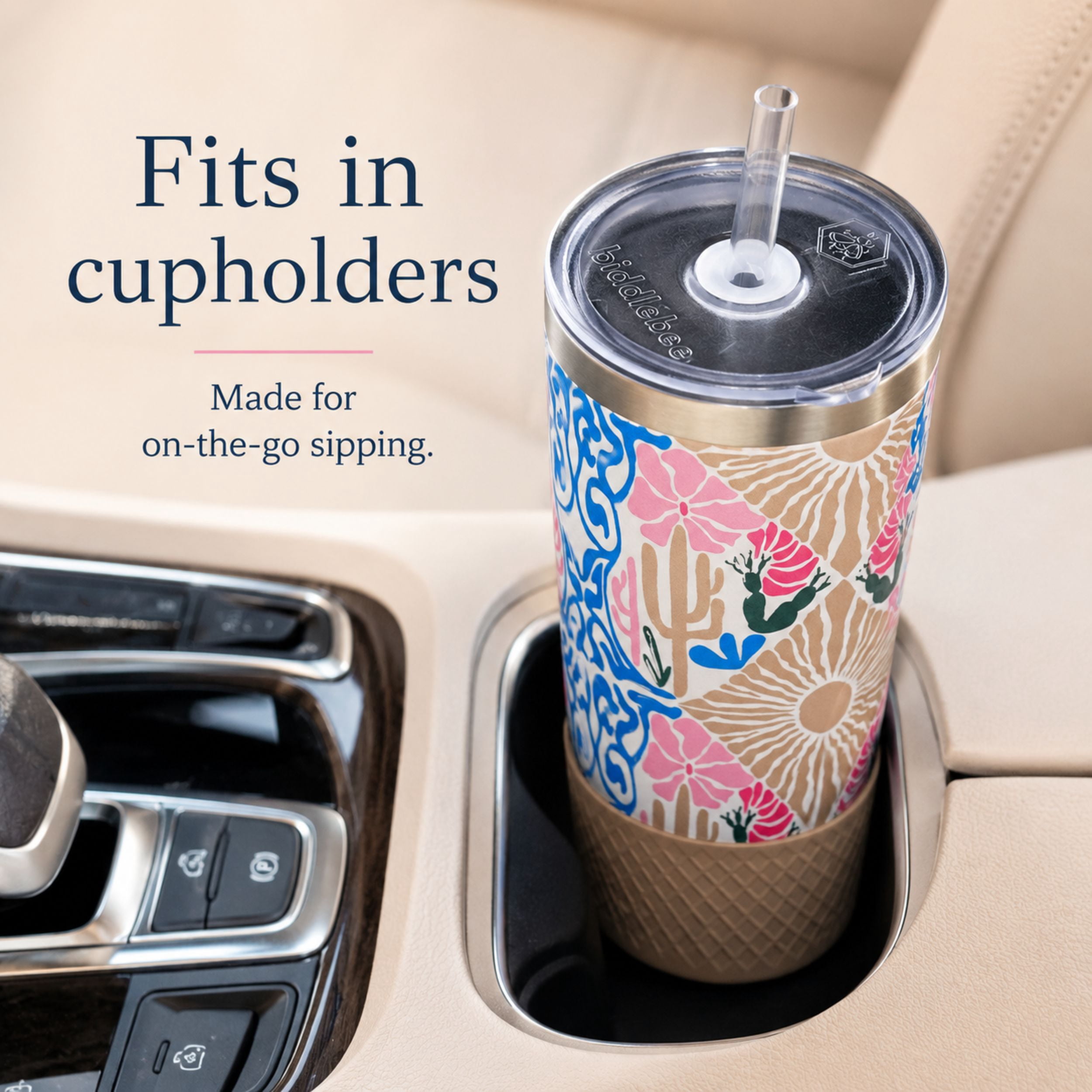 Biddlebee 20oz Insulated Stainless Steel Tumbler with Straw and Silicone Boot, Desert Dreams