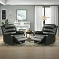 thumbnail image 3 of Bonzy Home Recliner Set of 2 Comfortable Arms and Back Faux Leather Reclining Chair Sofa for Living Room Bedroom, Black, 3 of 9