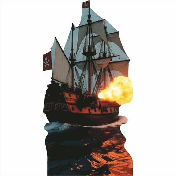 SP13477 Pirate Ship Firing Cannons Cardboard Cutout Standee Standup