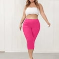 thumbnail image 4 of XL-5XL Plus Size Capri Leggings for Women Tummy Control Capri Yoga Pants High Waisted Stretchy Mid-calf Length Pull on Tights Jegging Hot Pink XL, 4 of 7