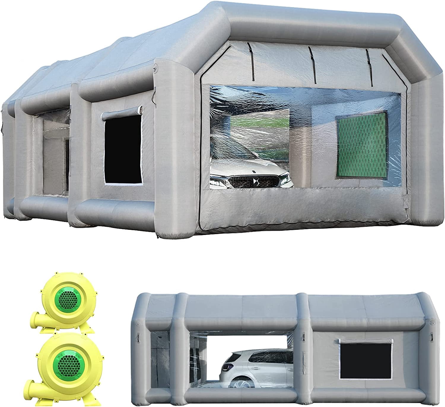 Sewinfla Indoor Inflatable Paint Booth with Air Draft Device 26x15x10Ft with Blowers