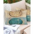 thumbnail image 6 of Teal Beige Abstract Art Throw Pillow Cover 20 x 26 Inch Decorative Pillow Cover Vintage Circle Retro Art Lumbar Pillowcase Seasonal Rectangle Cushion Case for Couch Sofa Bed Living Room, 6 of 7