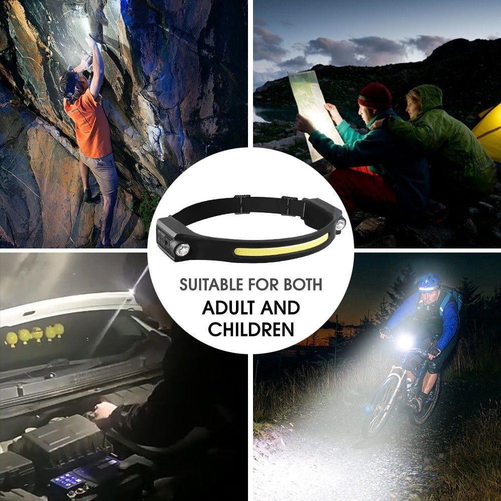 USB Rechargeable Waterproof Lightweight Headlamp Flashlight