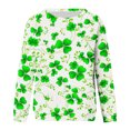 thumbnail image 4 of QIPOPIQ T-Shirts à Manches Longues pour Femmes Col Rond St. Patrick's Day T-Shirts s Col Rond Imprimé Trèfle T-Shirt Vert Chanceux Haut/chemise St Patricks Day Pull Fin Offres de Vacances, 4 of 5