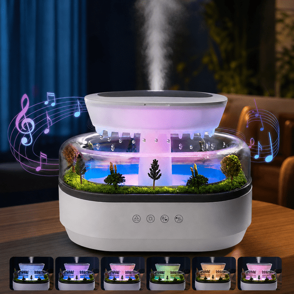 INSMART Rain Drop Essential Oil Diffuser, 250ML Ultrasonic Humidifier with Cloud Mist, 7 Color Lights for Bedroom & Office, White