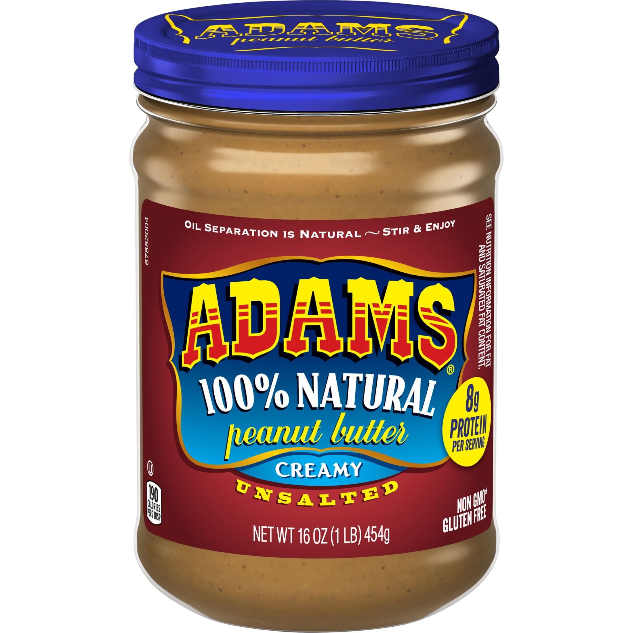 (3 pack) Adams Natural Creamy Unsalted Peanut Butter, 16 oz