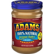 Adams Natural Creamy Unsalted Peanut Butter, 16 oz