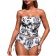 thumbnail image 1 of Trajes de Baño de Bikini de Mujer Impresión Sexy de Moda Dividido Conjunto con Troncos, Nylon de Corte Alto para la Piscina de la Playa Y las Vacaciones, 1 of 9