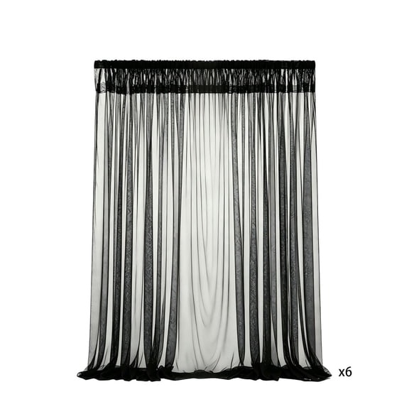 6 Pack Outdoor Curtains 78.7 X 90.6 In Black Voile Mesh Privacy Screen With Rod Pocket For Patio Pergola