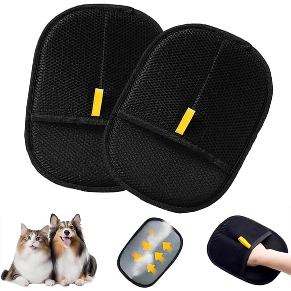 Pet Hair Removal Glove for Cats & Dogs, Efficient Grooming Gloves for Pet Hair, Cat Grooming Gloves for Hair Removal,Reusable Cat & Dog Hair Remover for Couch, Furniture, Carpet, Curtain(2Pcs)