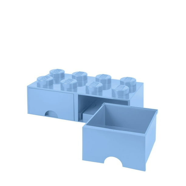 LEGO Brick Drawer 8 Knobs 2 Drawers Stackable Storage Box Light Blue Walmart