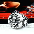 thumbnail image 2 of K-KED Gothic Spade Rose Skull Ring Stainless Steel Men's Lucky Signet Ring Biker Punk-13, 2 of 6