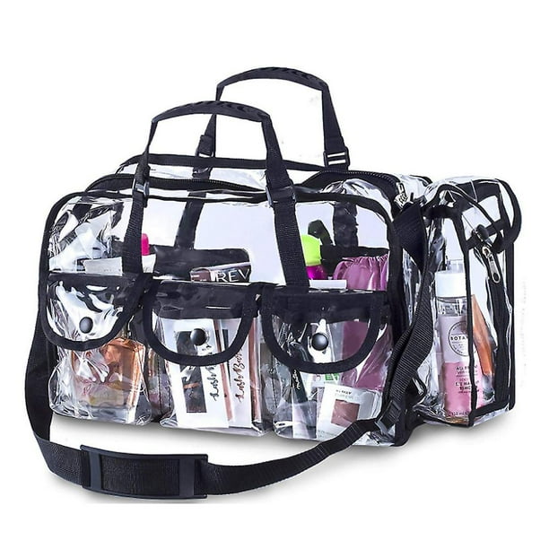 Bolsa de viaje transparente de primera calidad, organizador de maquillaje, neceser de Pvc, neceser transparente para mujer, artículos de tocador, correa ajustable Sincero Hogar