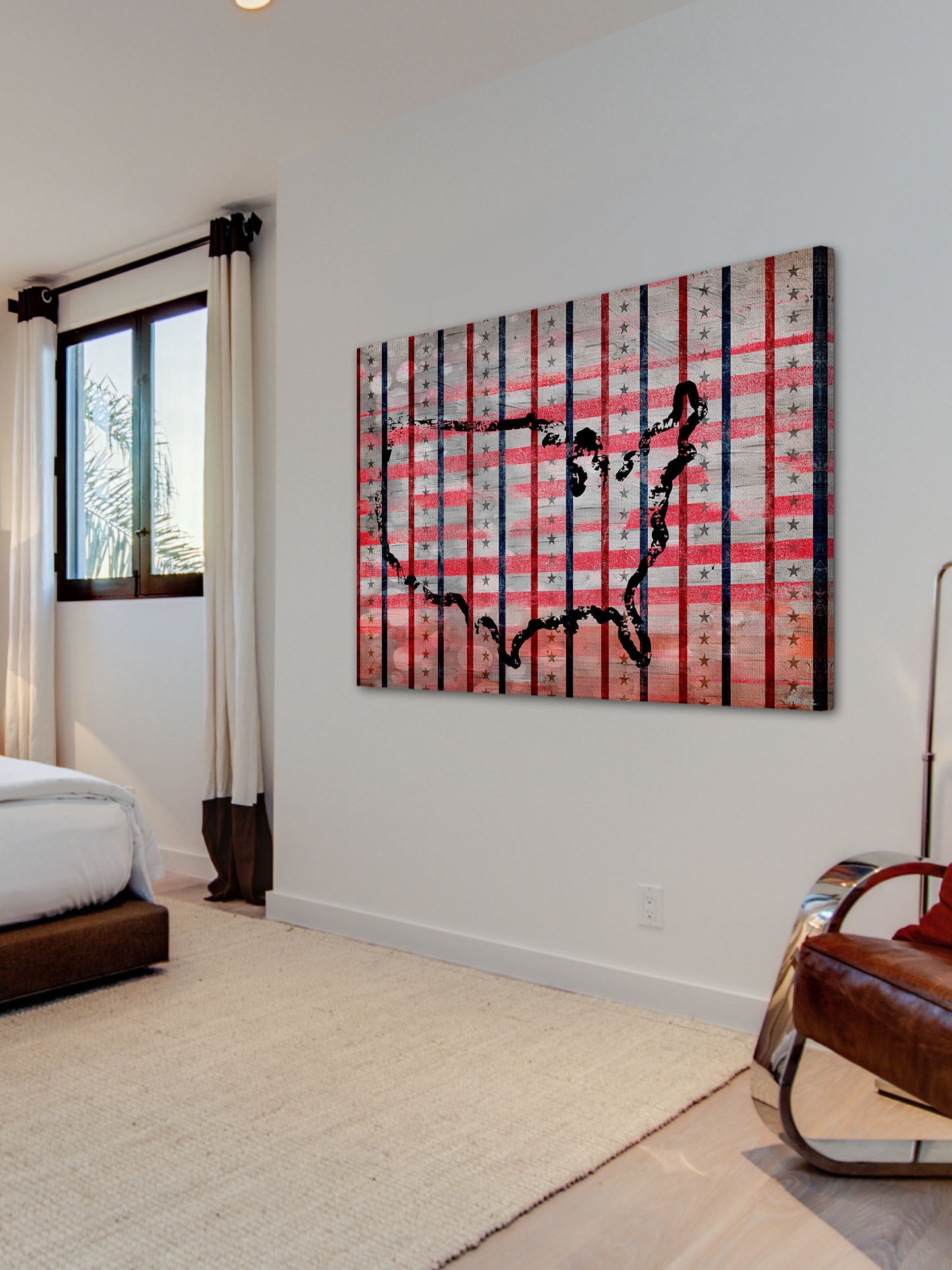 Parvez Taj "USA Outline" Print on Canvas