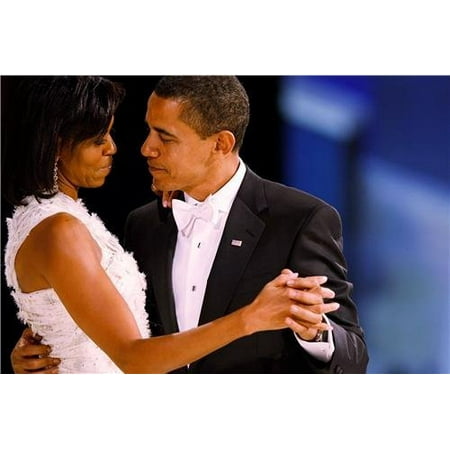 Dancing Art Poster - Laminated Poster Barack & Michelle Obama Dancing Glossy Poster Inauguration Us Poster Print 24 x 36