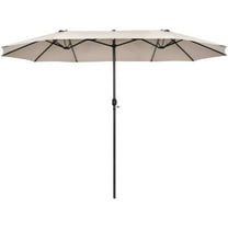 YYAo Large Sun Umbrella, Umbrella Canopy, 15 Feet Patio Double-Sided Umbrella with Hand-Crank System-Beige