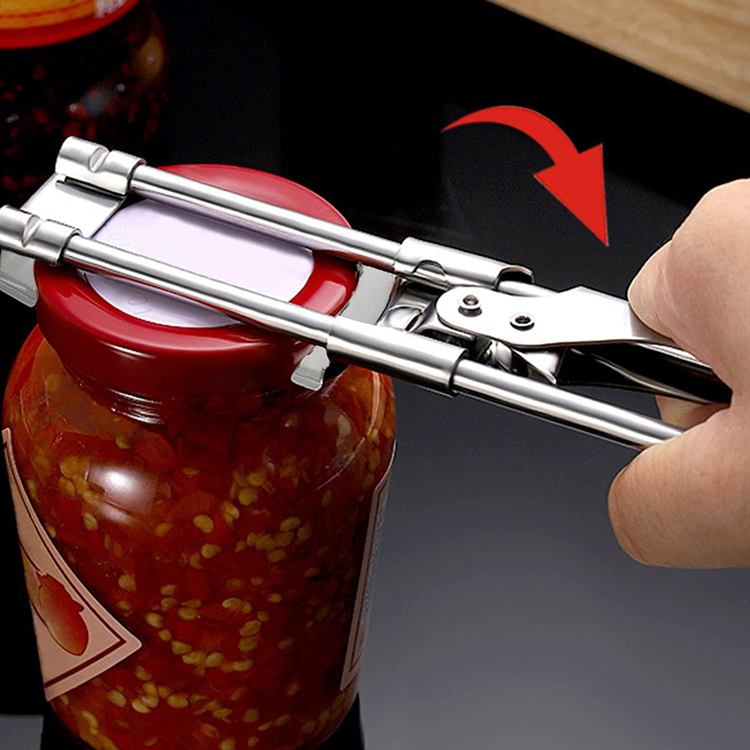 Manual Stainless Steel Easy Can Jar Opener Adjustable 1-4 Inches Cap Lid Openers  Tool Kitchen Gadgets