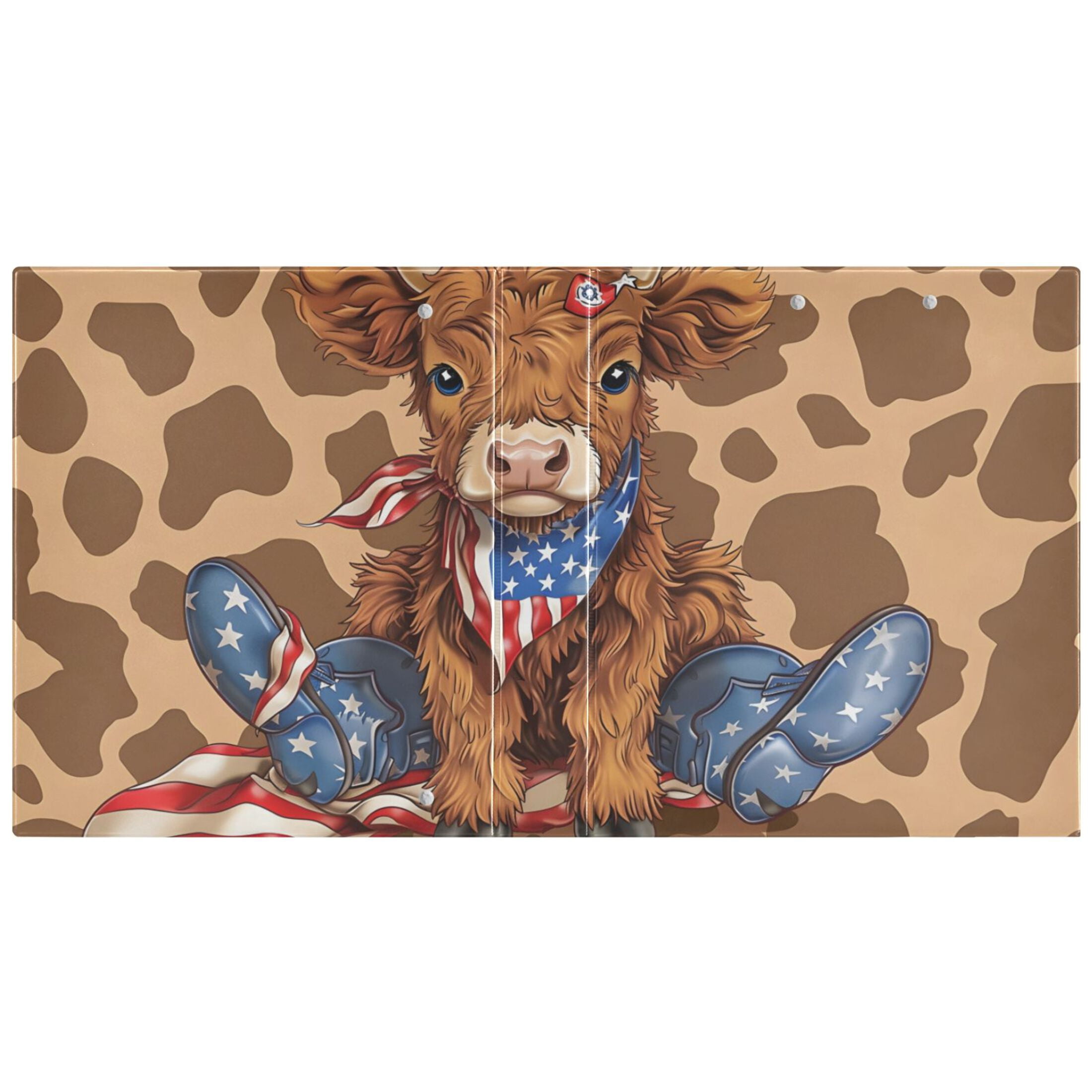 Cowboy American Flag Cow 3 Ring Binders 1.5 inch Hardcover File Folders with Interior Pockets A4 Size Organizer for School Office Hospital