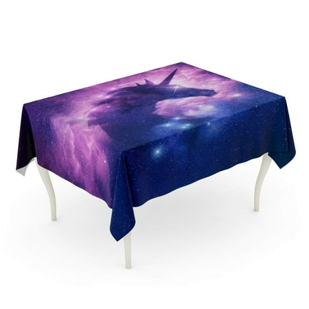 SIDONKU Pink Fantasy Unicorn Silhouette in Galaxy Nebula Cloud Pegasus Tablecloth Table Desk Cover Home Party Decor 60x84 inch